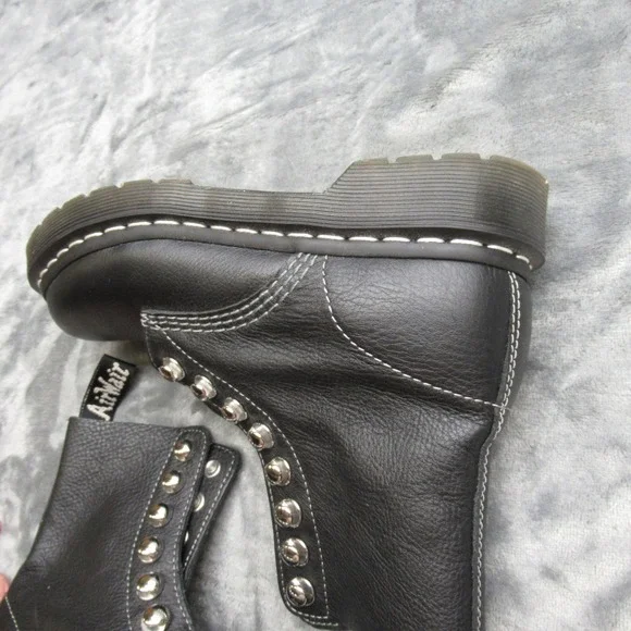 Dr Martens Combat Boot Ladies US 6 Black Leather 1460 Pascal Chunky 8 Eyelet NEW